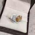 thumbnail image 2 of Adjustable Citrine Ring, Rough Citrine Gemstone Ring, November Birthstone, Crescent Moon, 925 Sterling Silver, Womens Ring, Christmas, Thanksgiving, Handmade, Statement Jewelry, Rough Gemstone Jewelry, 2 of 5