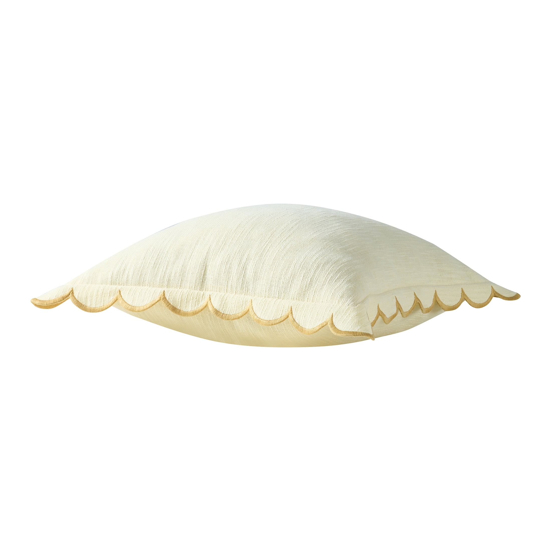 Home Decor Collection 19" x 19" Yellow Scallop Flange Cotton-Rich Decorate Pillow
