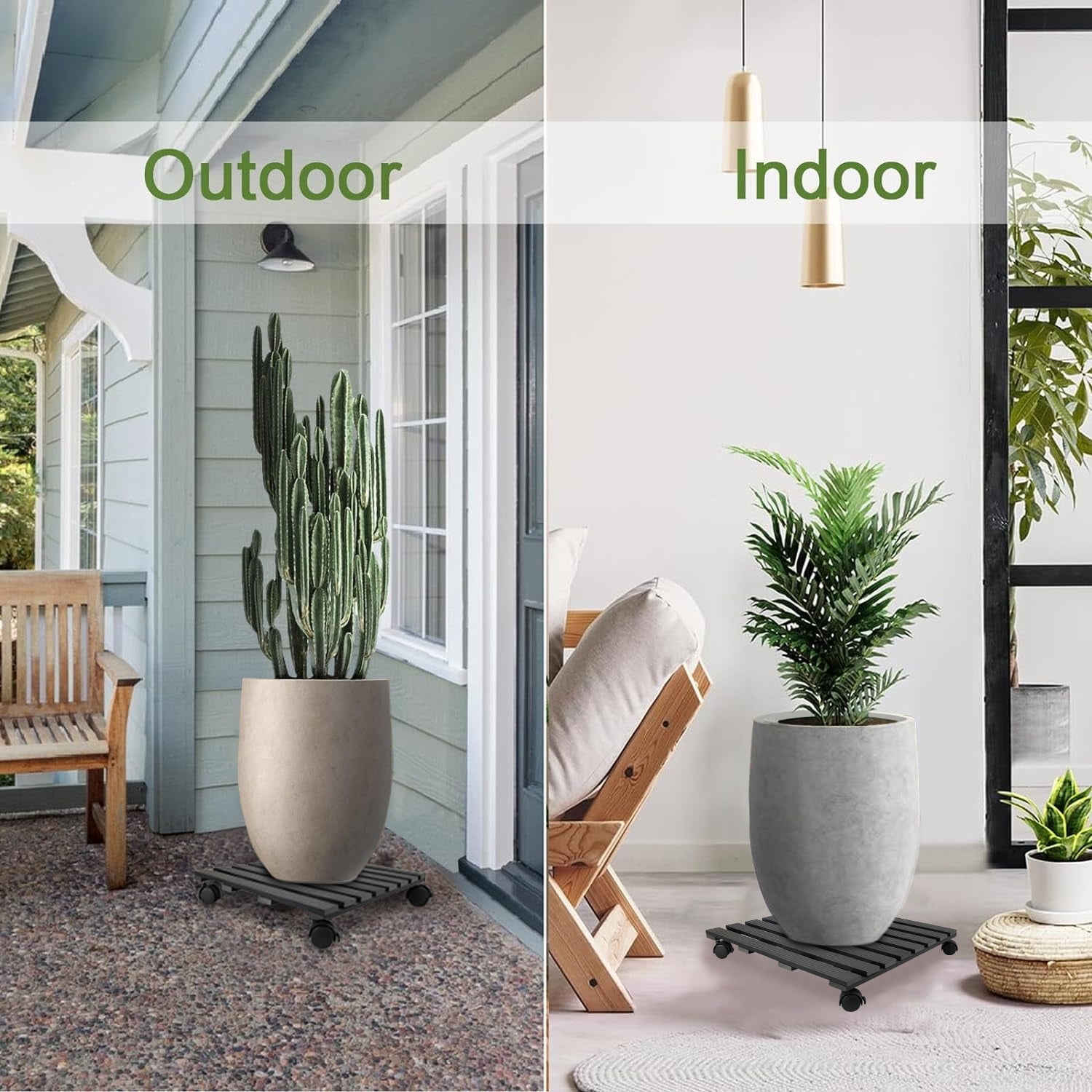 CERBIOR 2PC Plant Caddy 20Inches Duty Round Plant Roller 360° Lockable Caster Wheels,Indoor Outdoor on Roller Patio/Flower Pot/Succulent Pots, Black