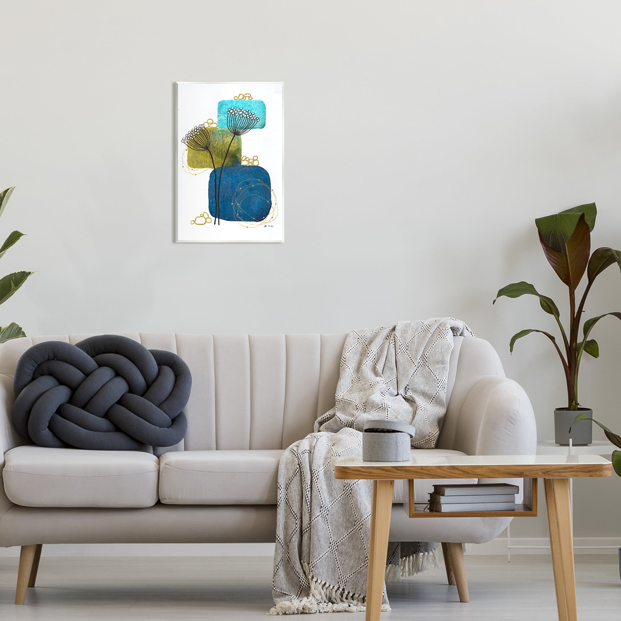 Stupell Industries Dandelion Buds on Blue Botanical & Floral Painting Unframed Art Print Wall Art, 13 x 19