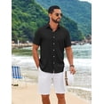 thumbnail image 3 of COOFANDY Men’s Button Down Shirt Short Sleeve Lightweight Casual Summer Beach Shirt Textured Linen Shirts, 3 of 7