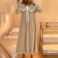 thumbnail image 3 of JUSLIO Pajamas Womens Nightgown Plus Size Pullover Nightgown Knee Length Bow Ruffle Long Sleeve Sleepwear Dress (X-Large,Yellow), 3 of 8