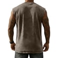 thumbnail image 4 of Tank Tops for Men, Oversized Workout Tank, Vintage Washed Sleeveless Gym Shirt, Athletic Crew Neck Training Vest Brown 3XL, 4 of 5