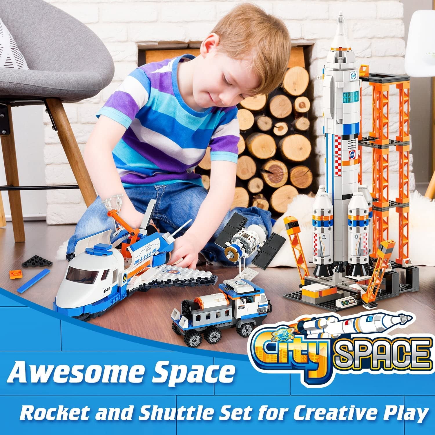 1091 Pieces City Space Shuttle and Space Rocket Toy Building