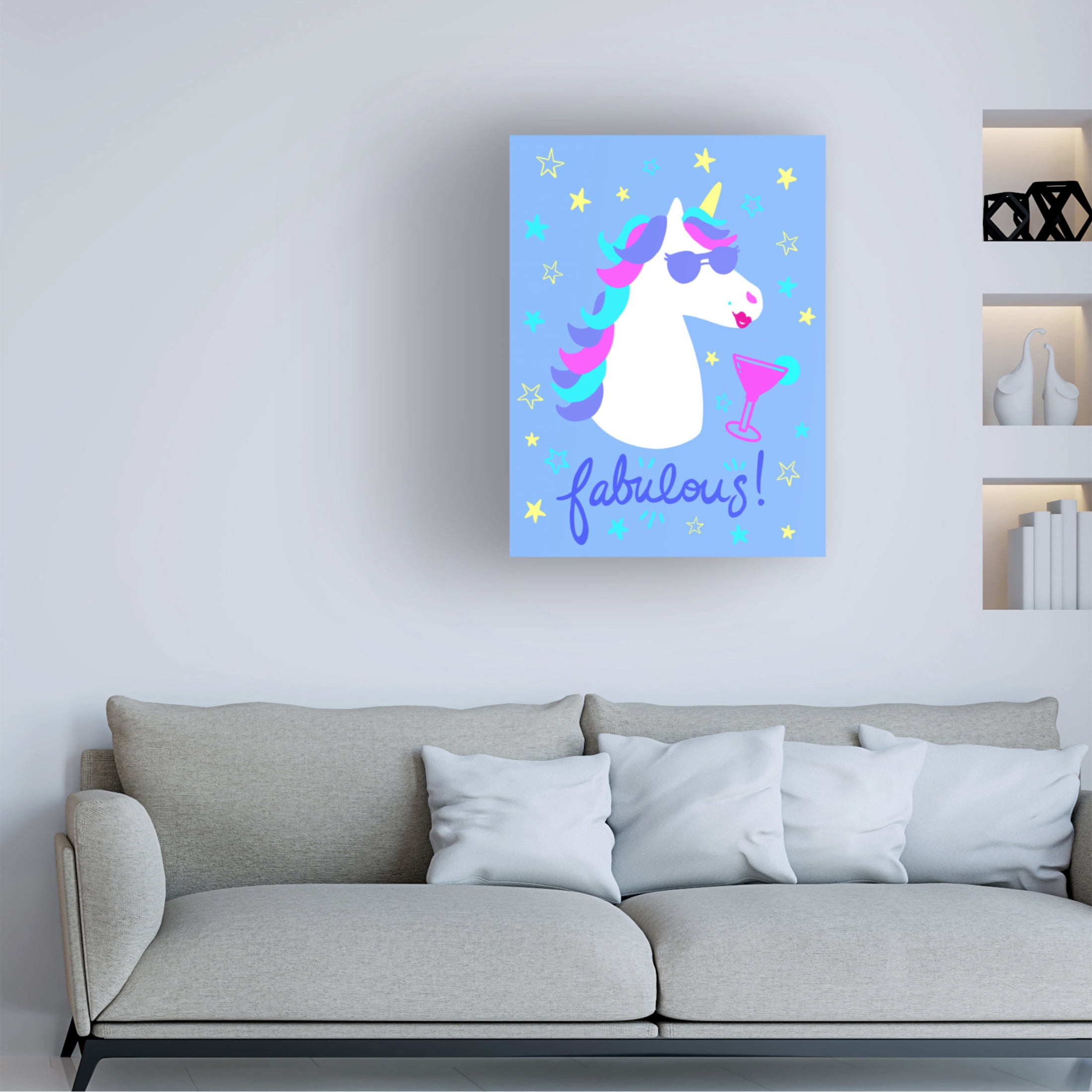 Canvas Wall Art - Alvina Kwong 'Unicorn Fabulous' Wall Art for Living Room, Bedroom, or Office Décor by Trademark Fine Art - 35 x 47 Inches