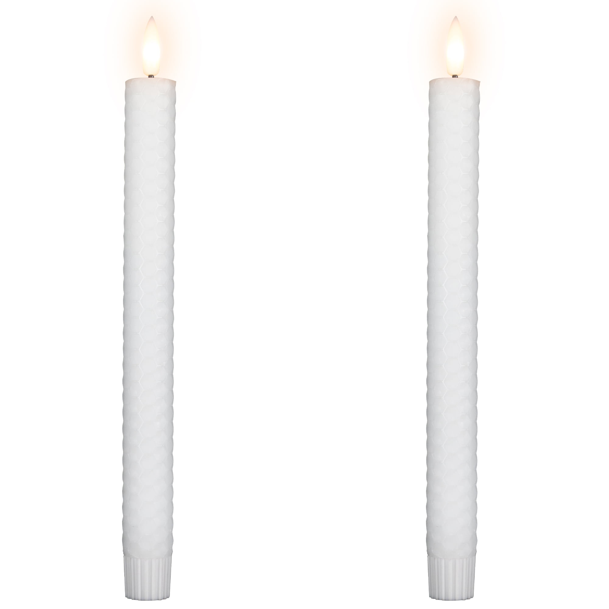 Northlight LED Flickering Flameless Taper Honeycomb Christmas Candles - 9.5" - White - Set of 2