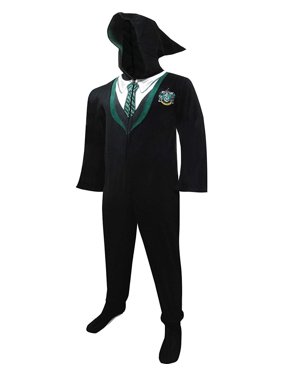 Harry Potter Pajama Hogwarts Uniforms Loungewear Mens' Footed Pajamas Hooded Sleepwear, Slytherin, Size: 3X