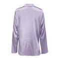 thumbnail image 4 of WTXUE Tunic Tops Blouses for Women Dressy Casual Elegant Cowl Neck Satin Blouse Long Sleeve Work Shirt Silk Tops Peasant Blouses Collared Shirts Wrinkle Free Blouses Slim Fitted Tops Purple L, 4 of 5