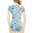 thumbnail image 3 of CutiePlusU Cotton Button Crotch Adult Onesie Romper Bodysuit Pajamas- Cool Car Party Print Blue S, 3 of 5