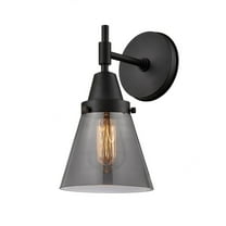 447-1W-BK-G63-Innovations Lighting-Cone - 1 Light Wall Sconce-11 Inches Tall and 6.25 Inches Wide-Matte Black Finish-Light Smoke Glass Color