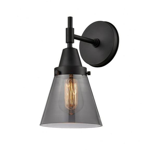 447-1W-BK-G63-Innovations Lighting-Cone - 1 Light Wall Sconce-11 Inches Tall and 6.25 Inches Wide-Matte Black Finish-Light Smoke Glass Color
