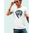 thumbnail image 2 of Rock Badges Rock On Design Men White T-Shirt, Male Large, 2 of 4