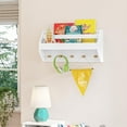 thumbnail image 3 of Kids Catch-All Wall Shelf with Bookrack and Hooks – White, 3 of 6