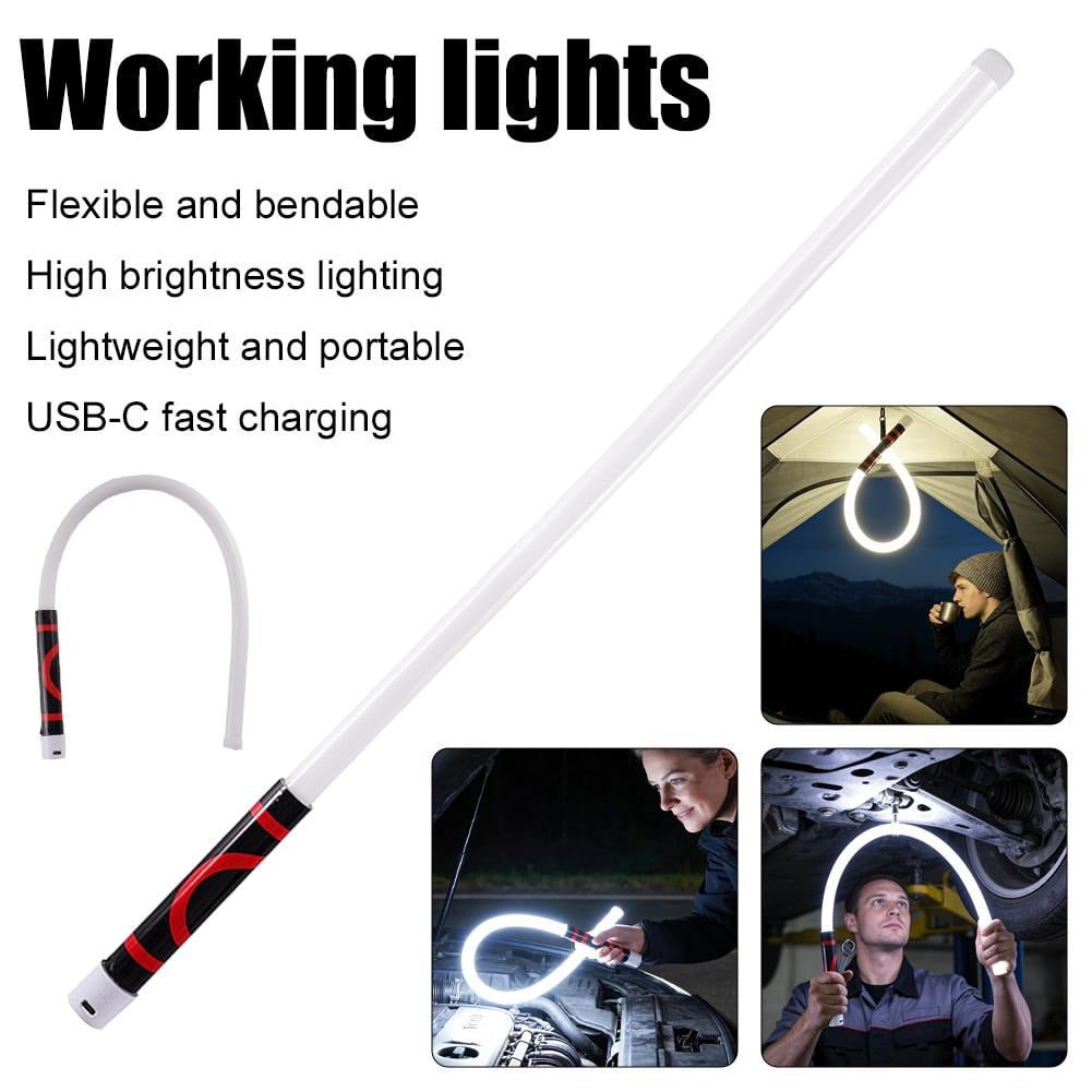 Flexible LED Work Light with Magnetic Base, 360° Bendable Flashlight Stick for Engine Bays & Car Repair, High Lumens Hands-Free Inspection Lamp, Battery Powered