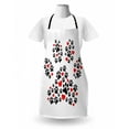 thumbnail image 3 of Paw Print Apron, Big Pet Track Created with Other Little Footsteps and Hearts, Unisex Kitchen Bib with Adjustable Neck for Cooking Gardening, Adult Size, Vermilion and Charcoal Grey, by Ambesonne, 3 of 4