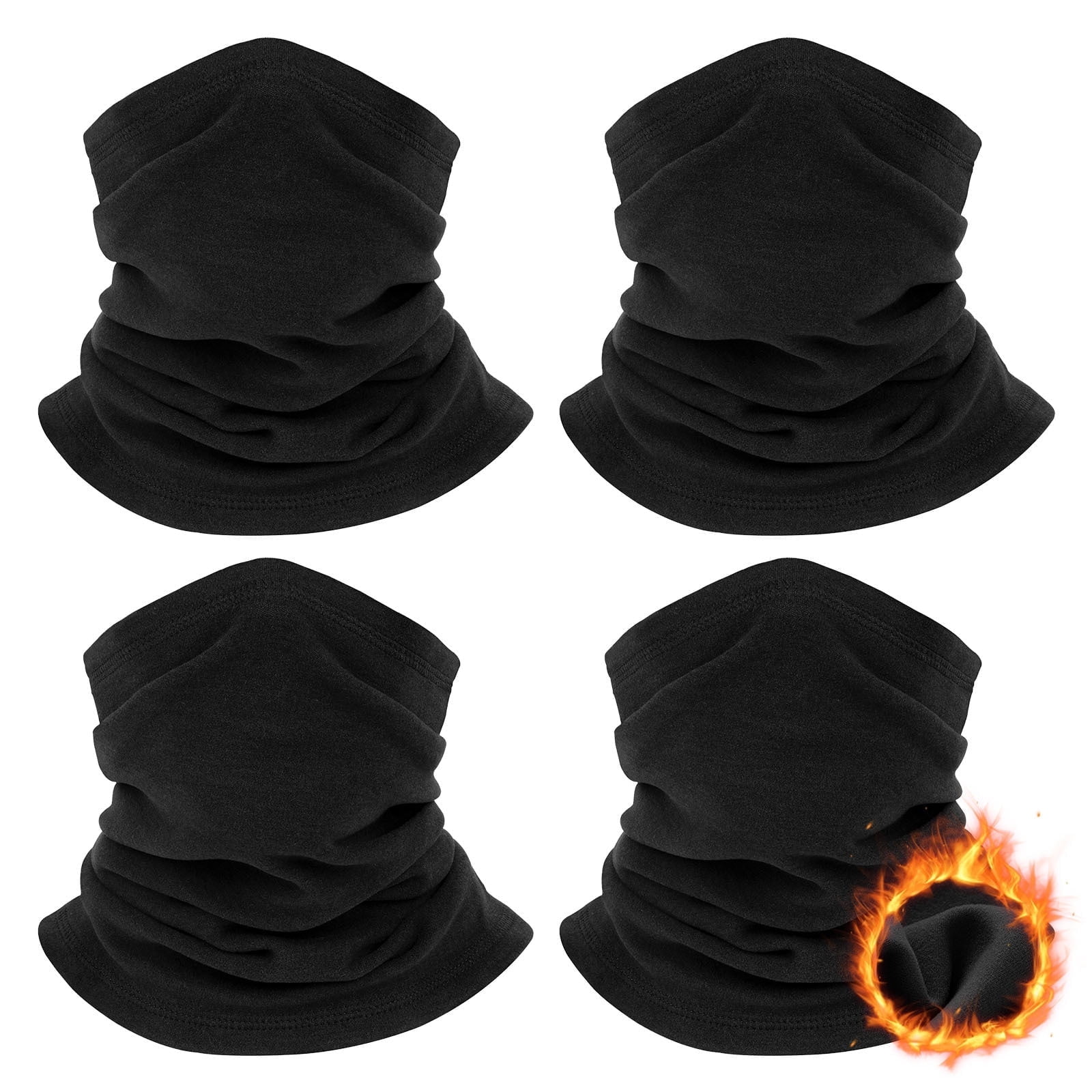 Finvizo Winter Neck Warmer for Men Women: 4 Pack Neck Gaiter Face Ski Mask Windproof Face Cover Fleece Balaclava Scarf for Cold Weather Outdoor Sports