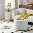 thumbnail image 6 of Kevinplus 15“ Round Modern Faux Marble Coffee Tables with Gold Metal Base for Living Room Fully Assembled White, 6 of 9
