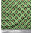 thumbnail image 1 of Soimoi Green Viscose Chiffon Fabric Square & Triangle Geometric Printed Craft Fabric by the Yard 42 Inch Wide, 1 of 3