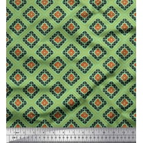 Soimoi Green Cotton Duck Fabric Square & Triangle Geometric Printed Craft Fabric by the Yard 42 Inch Wide