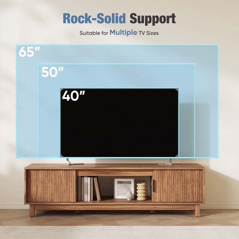 Gianna TV Stand, Entertainment Center Media Console Table with Storage Cabinet, Mid Century Modern Wood Television Furniture with Cable Management Hole for Living Room, Office and Bedroom, 58" Wide