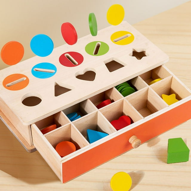 Dvkptbk Early Education - Coin Box for Baby Color and Shape Block Matching Teaching Infant Toys home decor