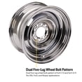 thumbnail image 2 of Smoothie 15x6 Chrome Steel Wheel, 5 on 4.5/4.75, 3.5 BS, 2 of 13