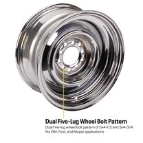 Smoothie 15x6 Plain Steel Wheel, 5 on 4.5/4.75, 3.5 BS