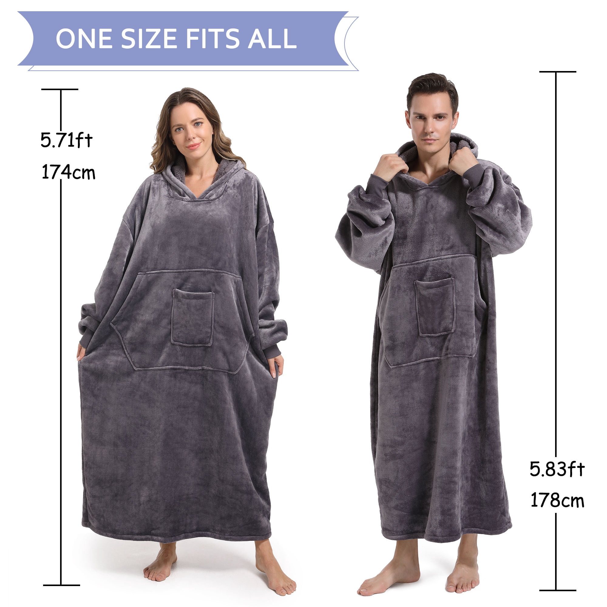 REDESS Oversized Wearable Blanket Hoodie Sweatshirt for Adults Women Men-Dark Grey