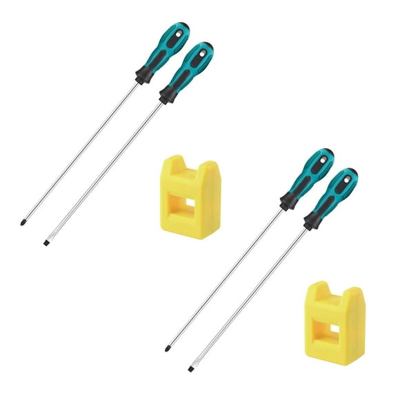 PENGGONG 4Pcs 12 Inch Long Slotted and Phillips Screwdriver Set Magnetic Screwdriver with Rubber Handle
