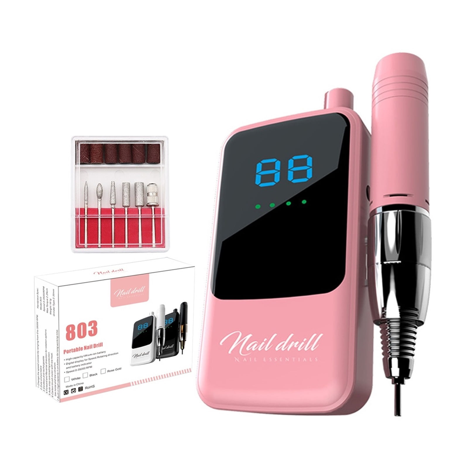 35000 RPM Nail Drill Machine, Rechargable Electric Nail Polisher, Portable LCD Display Nail Sander Professional Manicure Machin ,Low Noise