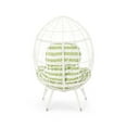 thumbnail image 3 of Keondre Indoor Wicker Teardrop Chair with Cushion, White and Green, 3 of 11