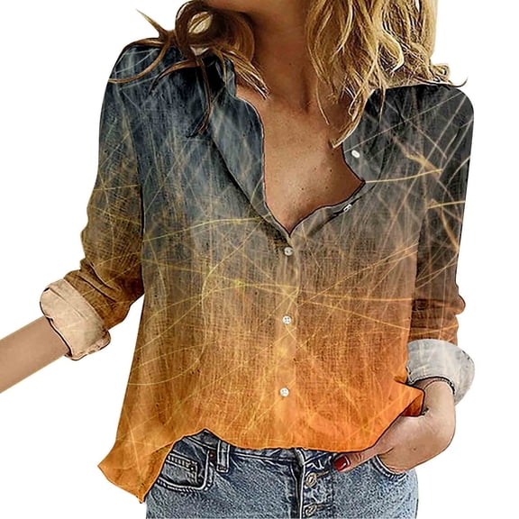 Vedolay Women's Shirts Plaid Shirts Long Sleeve Button Down Shirt Coats Orange,XL
