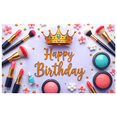 thumbnail image 2 of Cosmetic Design Happy Birthday Banner Makeup Theme Birthday Poster for Party Decoration Celebration Kids, 2 of 5