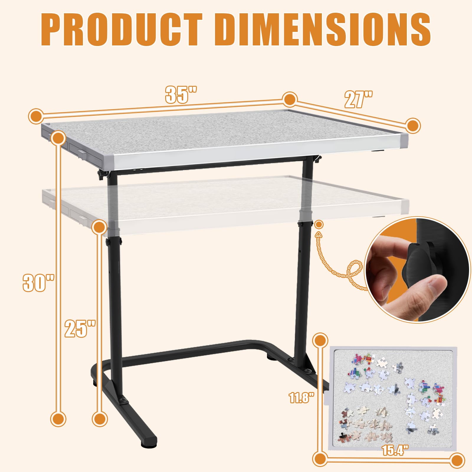 Jigsaw Puzzle Table with Drawers, Puzzle Board for Adults with Metal Legs, Adjustable Angle & Height, Gift for Birthday, 1500 Pieces