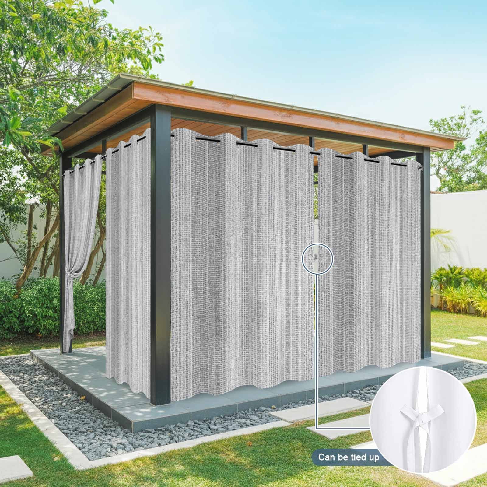 Abstract Gray Outdoor Curtains for Patio, Rustic Farmhouse Minimalist Grey Vertical Striped Lines Sunshade Privacy Drapes Grommet Waterproof Outside Curtains for Porch Balcony 54"x108", 1 Panel