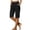 Black, variant on Women's Cotton Linen 5" Shorts, Solid Five Points Casual Summer Half Pants for Women, Button Side Slit Elastic Waist Shorts with Side Pockets, Mid Length Daily Casual Cotton Linen Shorts Black L