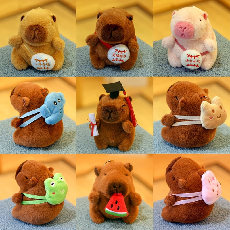 Cartoon Capybara Plush Keychain Bag Pendant Hanging Decoration Cute Stuffed Doll Toy Desktop Doll Ornament Car Keyring Kids Gift