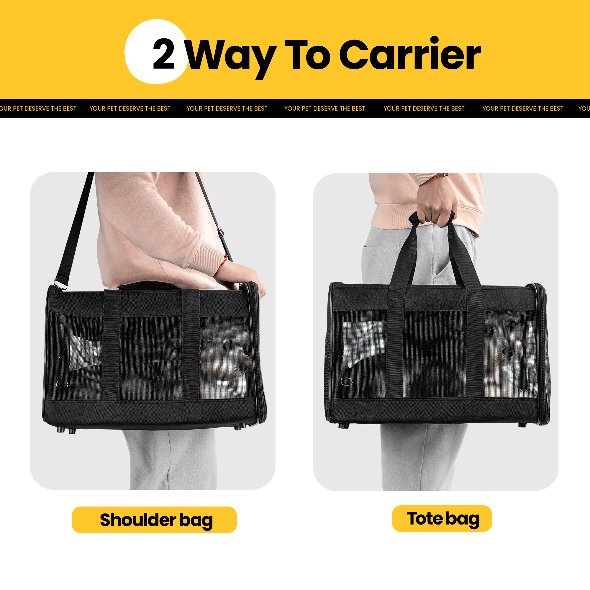 Conlun Airline Approved Cat Carrier, Soft-Sided, Black photo 6