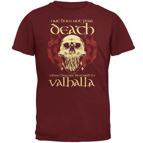 Viking Death Valhalla Mens T Shirt Garnet Red LG