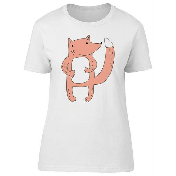 Cute Fox White Belly Cartoon Tee Women's -Image by Shutterstock