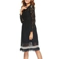 thumbnail image 3 of ibuvkizy Fall Midi Dresses for Women, Women's Elegant Lace Long Sleeve Round Neck Casual Madi Dress Black,XXXXL, 3 of 3