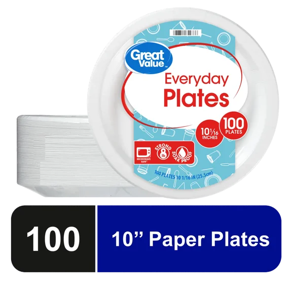 Paper Plate, 10", 100Ct, White