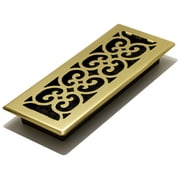 Decor Grates 4" x 12" Scroll Design Steel Plated Bright Brass Floor Register