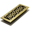 Decor Grates 4" x 12" Scroll Design Steel Plated Bright Brass Floor Register