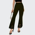 thumbnail image 4 of XFLWAM Womens Lace Crochet Flare Pants Casual High Waisted Business Dress Suit Pants Hollow Out Yoga Pants Leggings Wide Leg Trousers Army Green M, 4 of 7