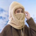 thumbnail image 4 of Rdhnmea Women 3 in 1 Winter Thickened Beanie Warm Hat Scarf Facewear Set for Outdoor Riding Snowboarding, 4 of 5