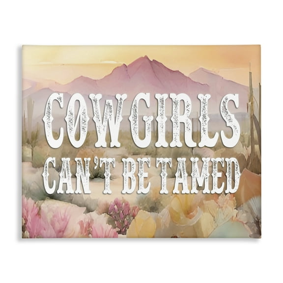 Stupell Industries Cowgirls Can't Be Tamed Landscape & Nature Painting Wrapped Canvas Art Print Wall Art, 20 x 16