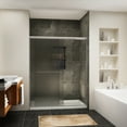 thumbnail image 5 of Sunny Shower Double Sliding Semi-Frameless Shower Door with Frosted Glass in Brushed Nickel Finish, 5 of 15