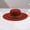 Brick Red, variant on Women's Wide Brim Wool Tweed Cowboy Hat, Riveted Leather Strap Oval Warm Fedora, Unisex Fall Winter Outdoor Fashion Hat Red One Size