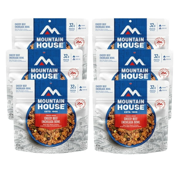 Mountain House Cheesy Beef Enchilada Bowl Freeze-Dried Food, Gluten-Freeze, 30-Year Shelf-Life, 12 Servings, 6 Pack